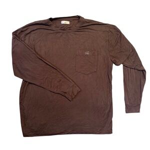Tribe Modal Long Sleeve Brown Pocket Tee Oversized Buttery Soft Unisex Size Med
